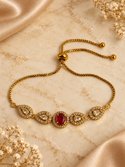 South India Gold Plated Red AD Bracelet for Women