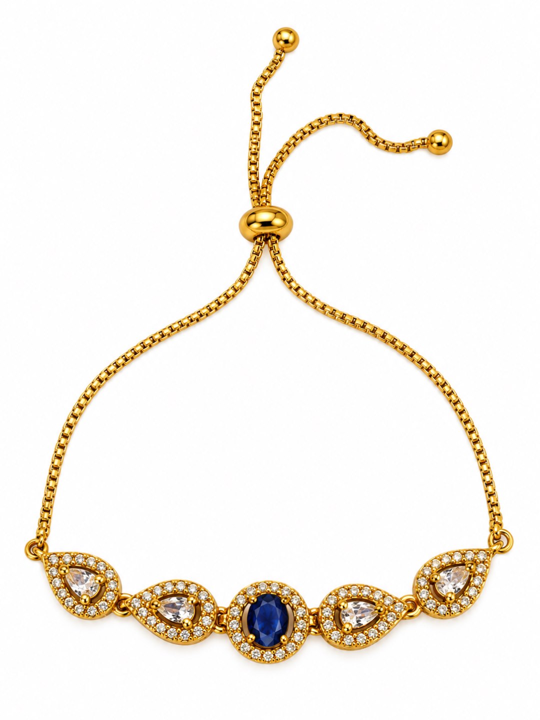 South India Gold Plated Blue AD Bracelet for Women