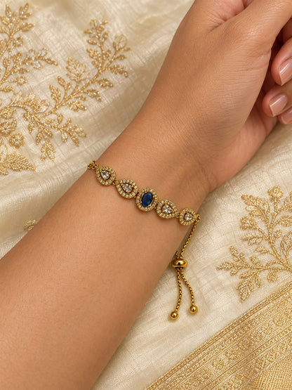 South India Gold Plated Blue AD Bracelet for Women