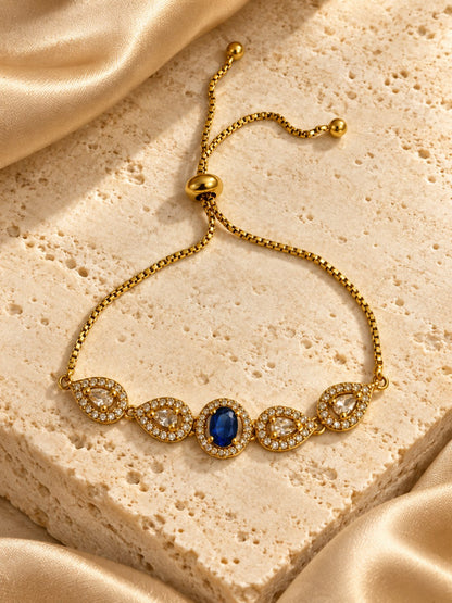 South India Gold Plated Blue AD Bracelet for Women
