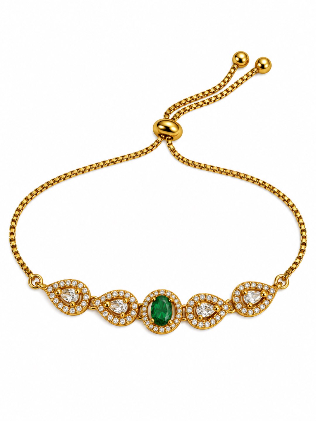 South India Gold Plated Green AD Bracelet for Women