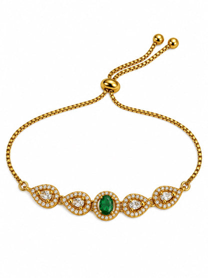 South India Gold Plated Green AD Bracelet for Women
