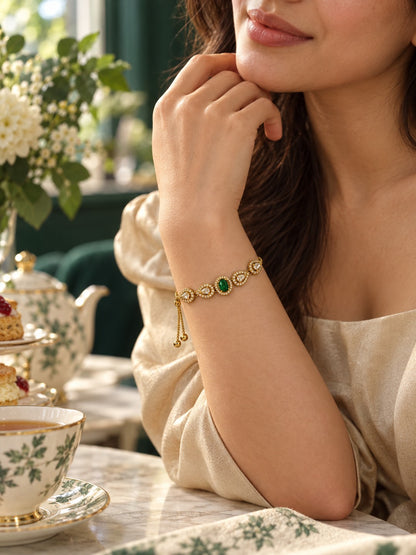 South India Gold Plated Green AD Bracelet for Women