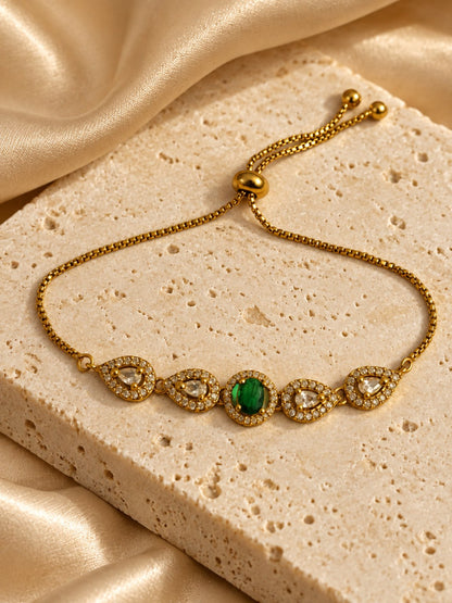 South India Gold Plated Green AD Bracelet for Women