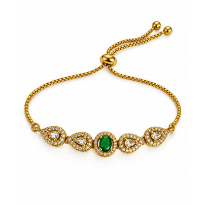 South India Gold Plated Green AD Bracelet for Women