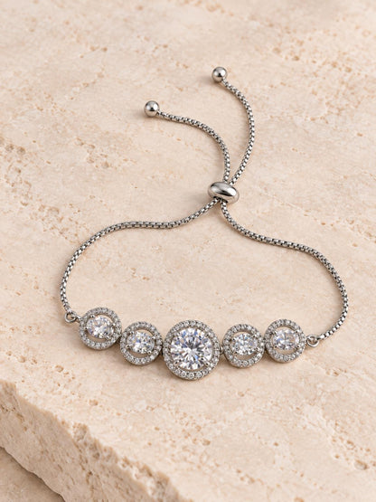 Rhodium Plated AD Adjustable Bracelet for Women
