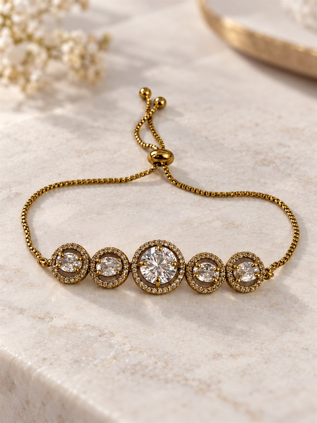 South Indian Gold Plated AD Adjustable Bracelet for Women
