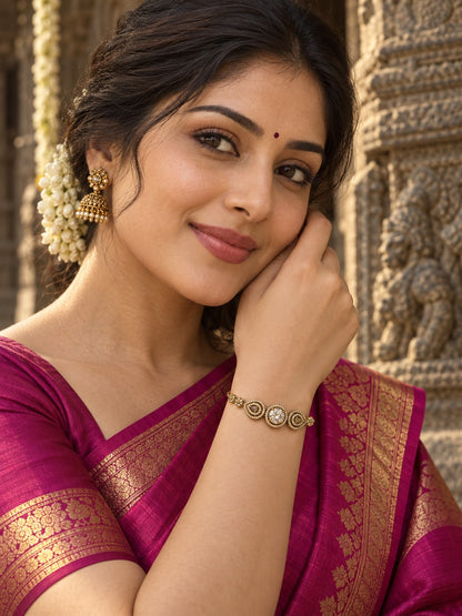 South Indian Gold Plated AD Adjustable Bracelet for Women