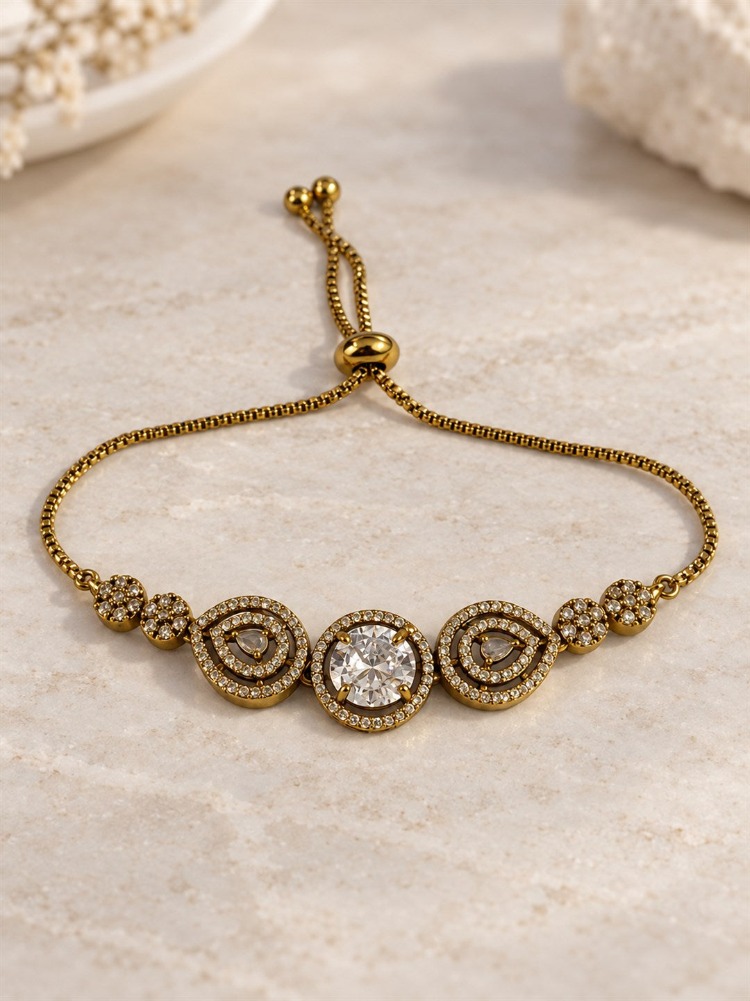 South Indian Gold Plated AD Adjustable Bracelet for Women
