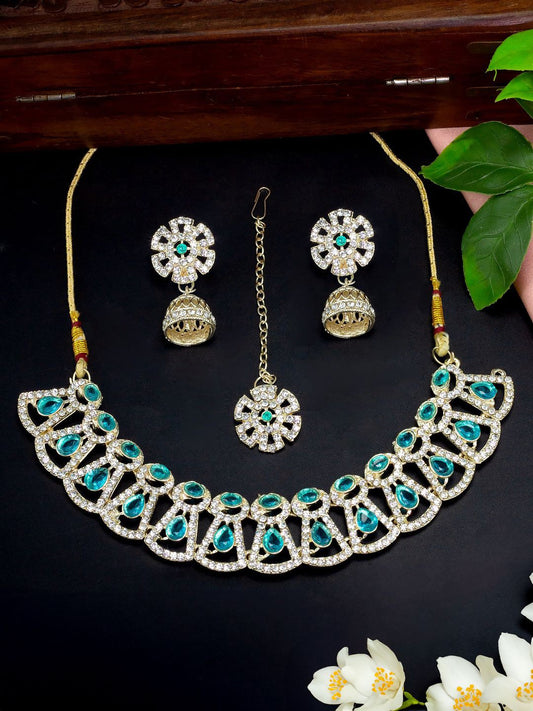 Blue Floral Jewellery Set