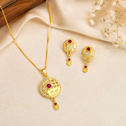 Micro Gold AD Pendant Set for Women