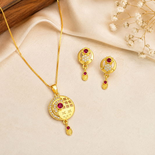 Micro Gold AD Pendant Set for Women