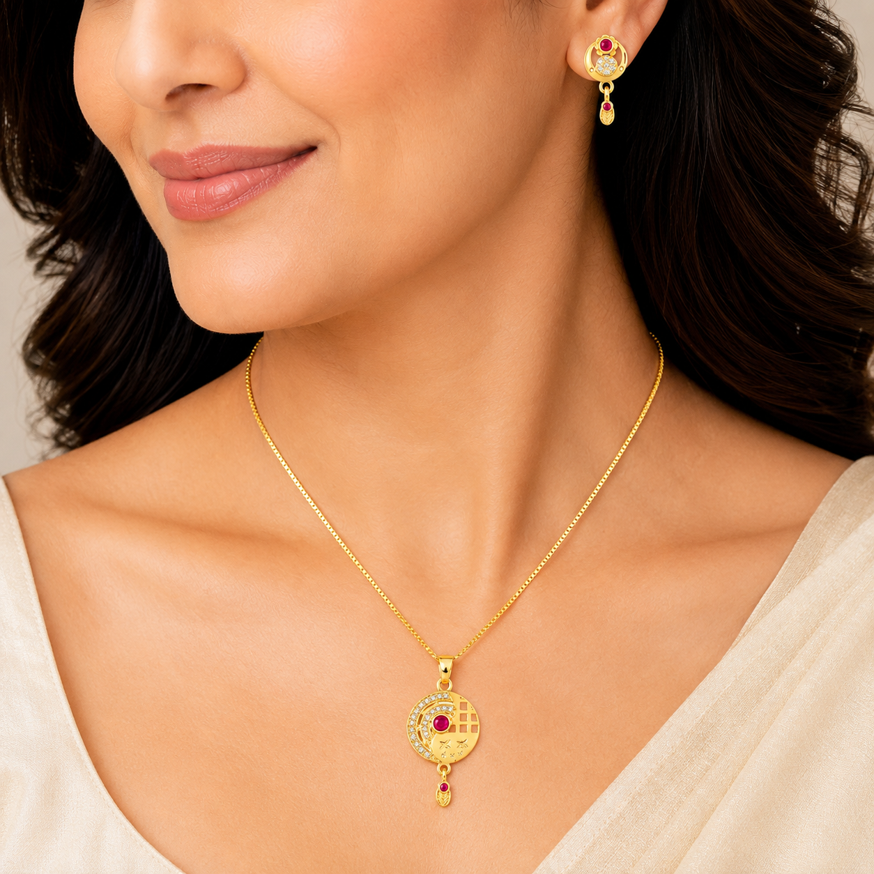 Micro Gold AD Pendant Set for Women