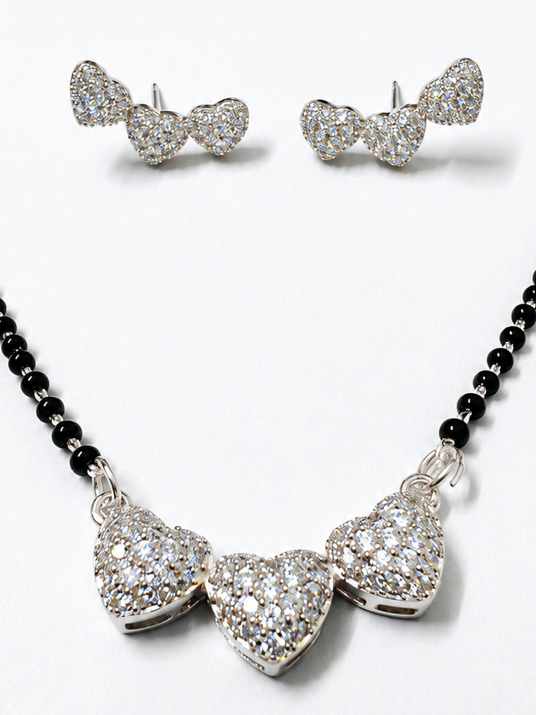 Silver Plated AD Heart Mangalsutra for women
