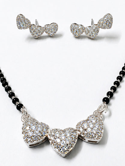 Silver Plated AD Heart Mangalsutra for women