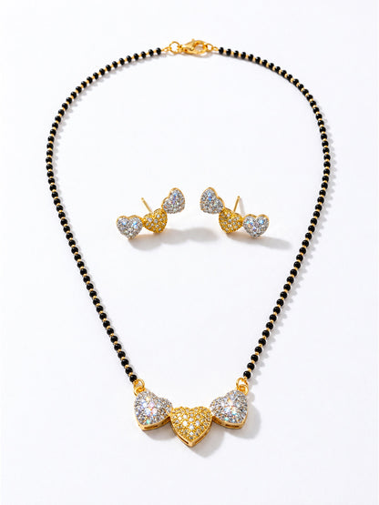 Gold Plated AD Heart Mangalsutra for women
