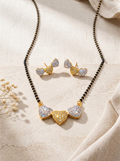 Gold Plated AD Heart Mangalsutra for women