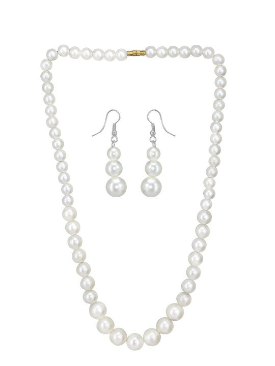 Gold Plated Pearl Beaded Moti Mala Necklace & Earrings