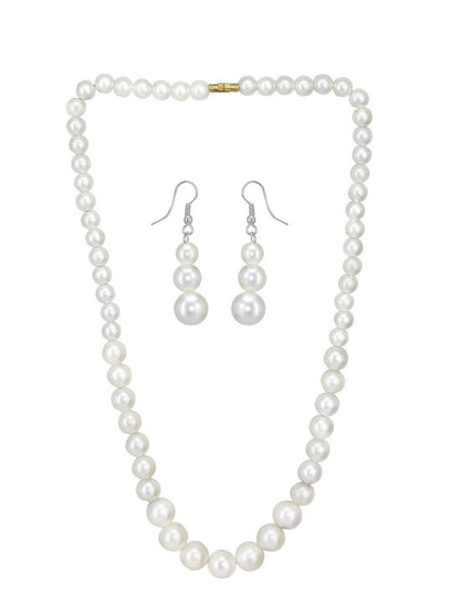 Gold Plated Pearl Beaded Moti Mala Necklace & Earrings