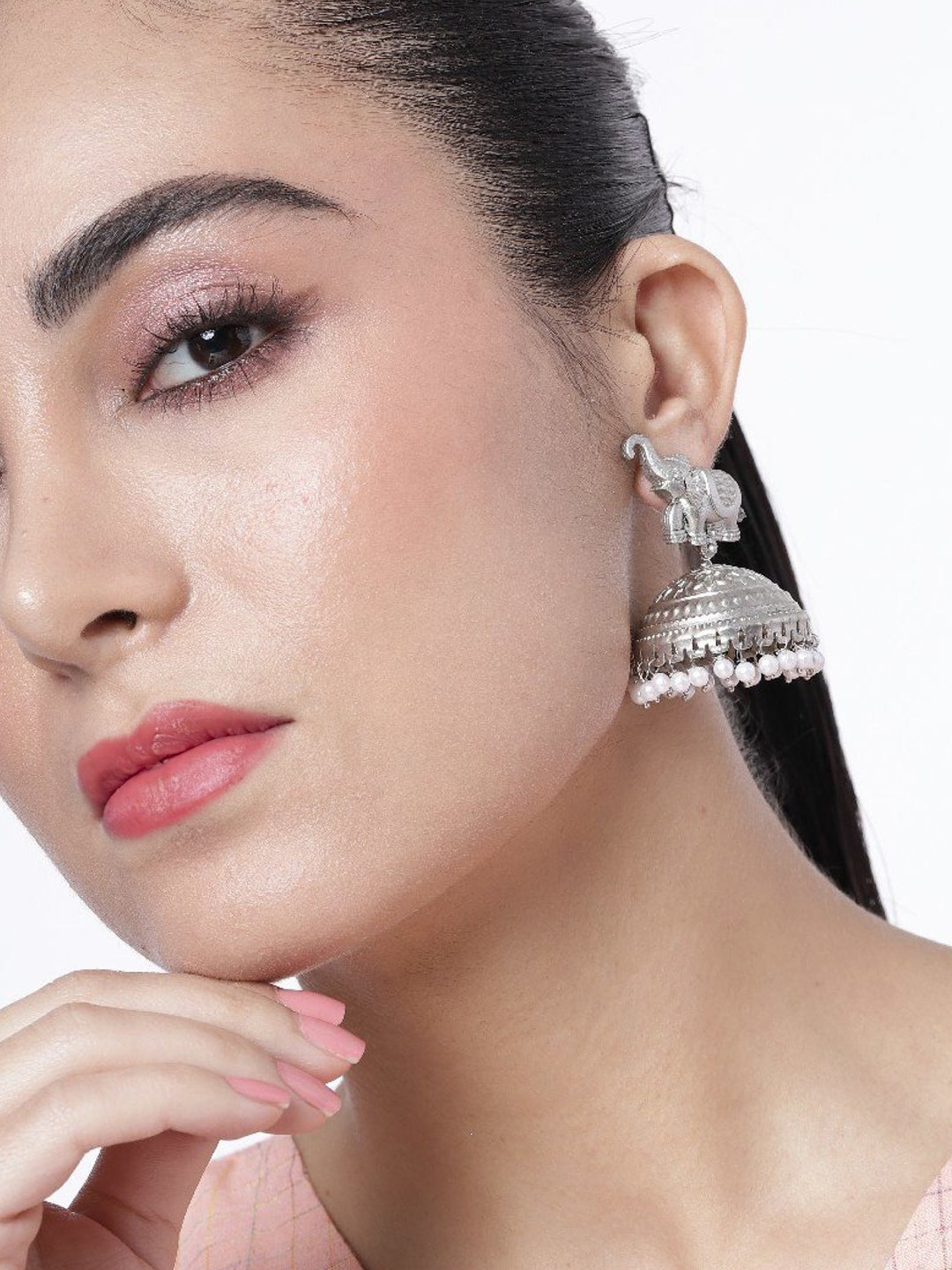 Elephant Beads Drop Jhumka Earrings