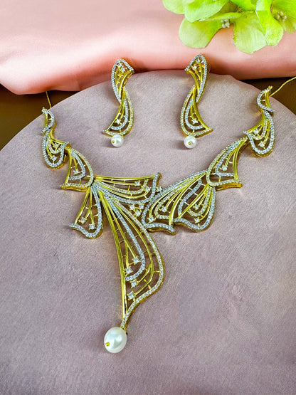 Gold Plated Designer AD Jewellery Set