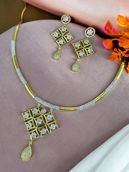 Gold Plated Designer AD Cocktail Jewellery Set