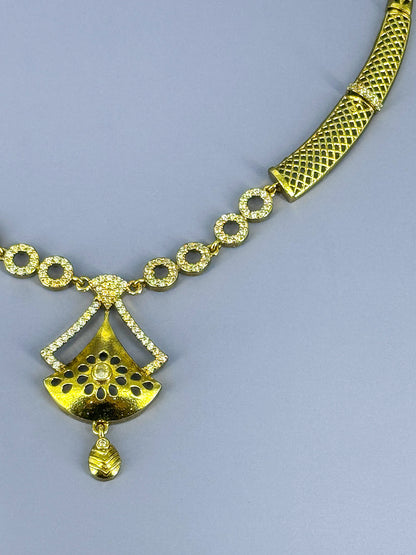 Gold Plated AD Minimal Traditional Jewellery Set