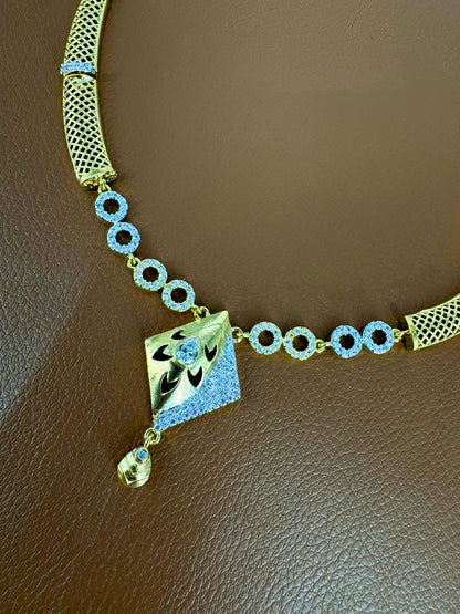 Gold Plated American Diamond Sleek Jewellery Set
