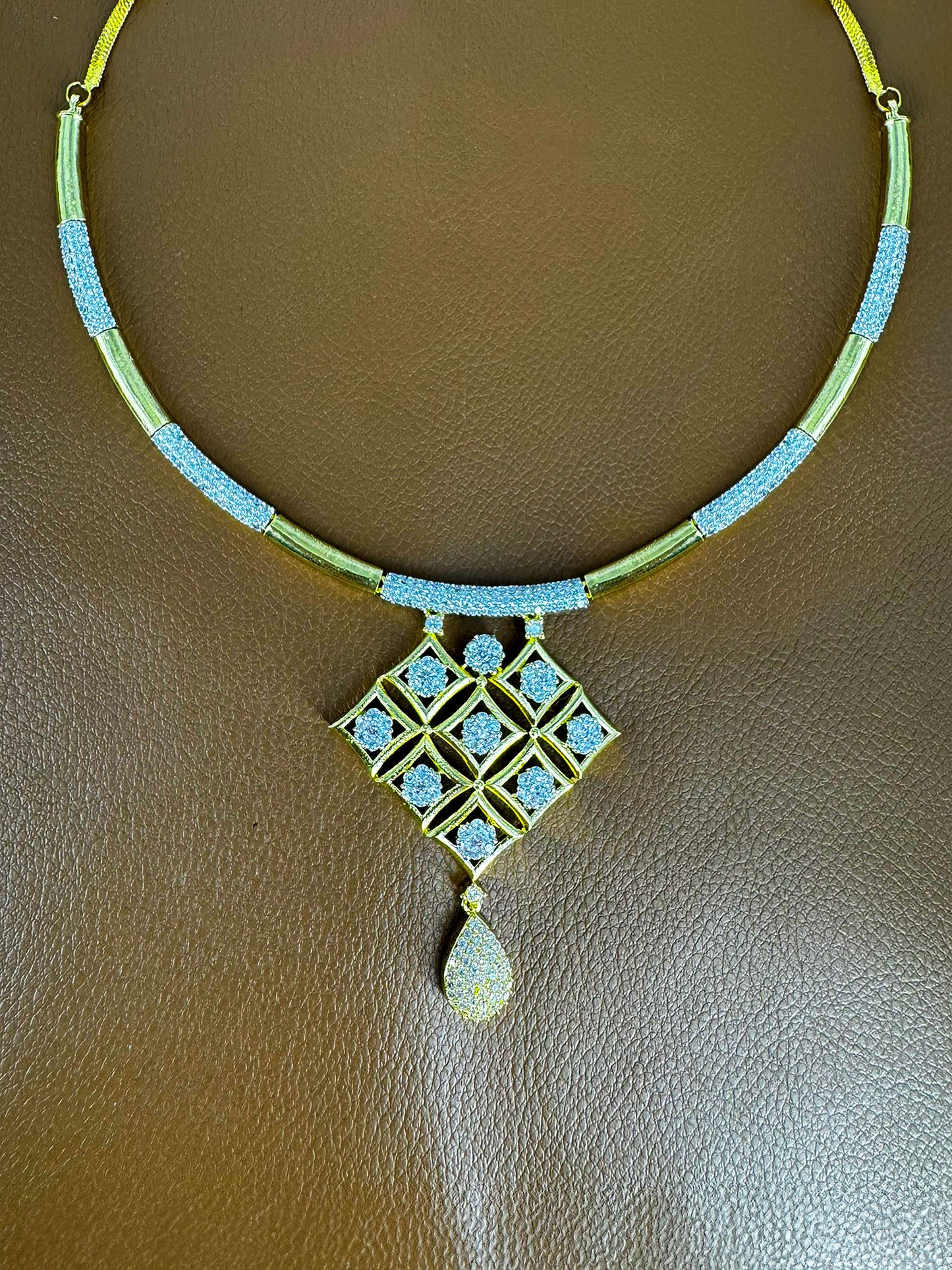 Gold Plated Designer AD Cocktail Jewellery Set