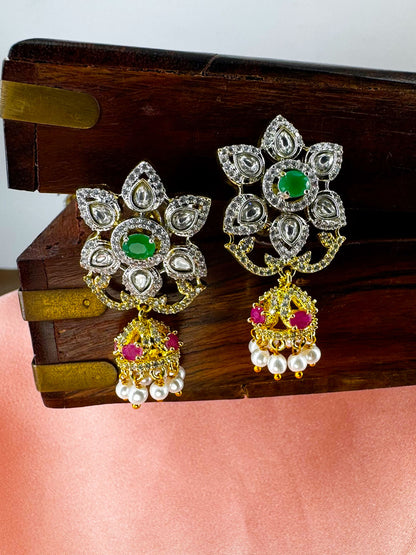 Gold Plated Ruby Pink AD Kundan Choker Jewellery Set