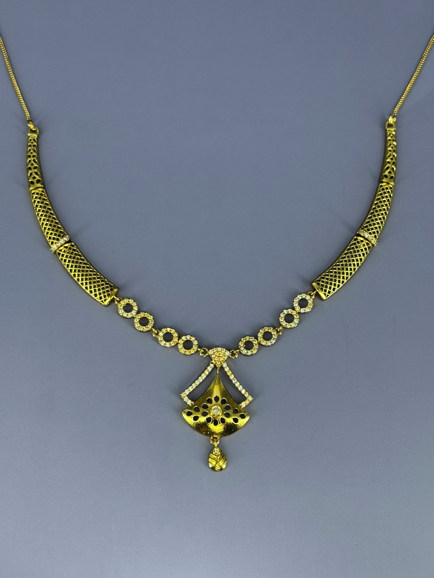 Gold Plated AD Minimal Traditional Jewellery Set