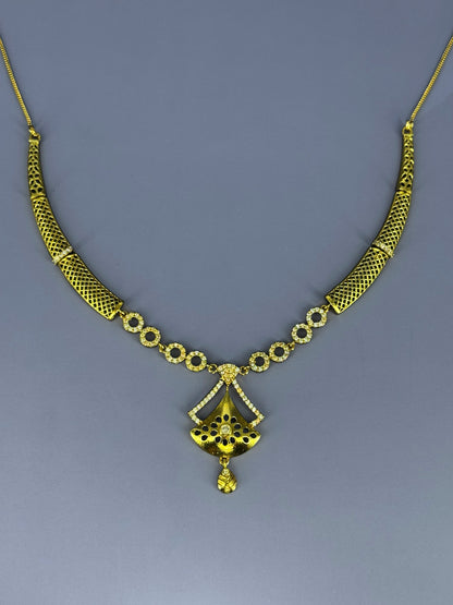 Gold Plated AD Minimal Traditional Jewellery Set