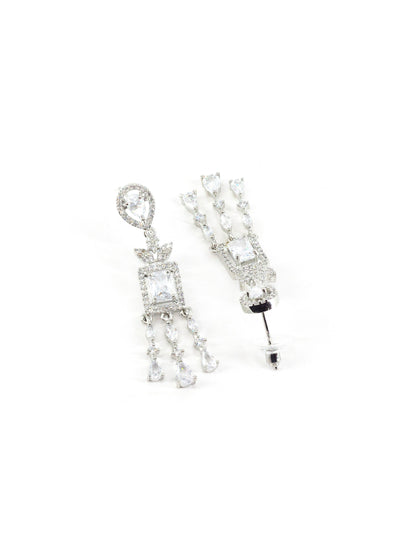 Silver Plated White American Diamond Studded Jewellery Set