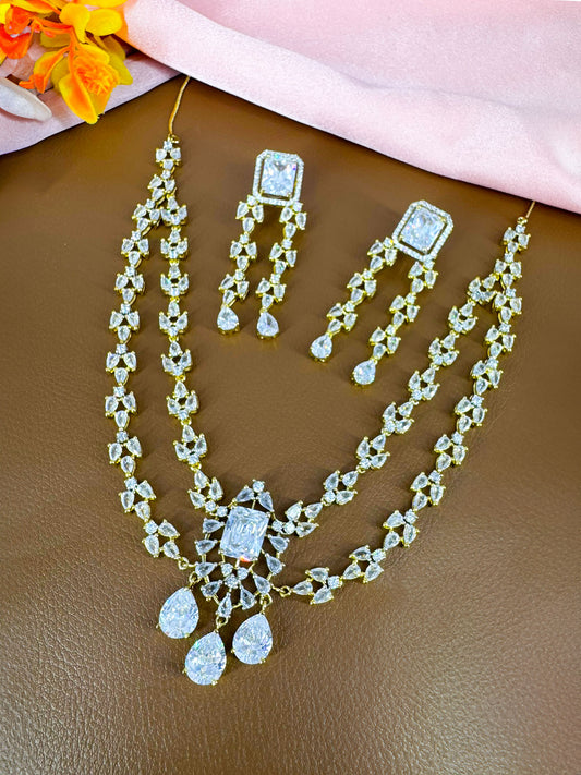 Gold Plated 2 Layer Designer AD Jewellery Set