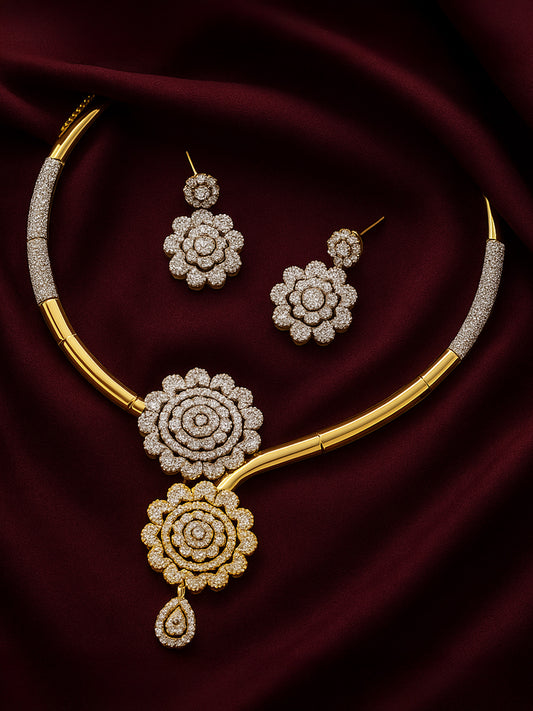 Gold Plated AD Minimal Designer Jewellery Set For Women