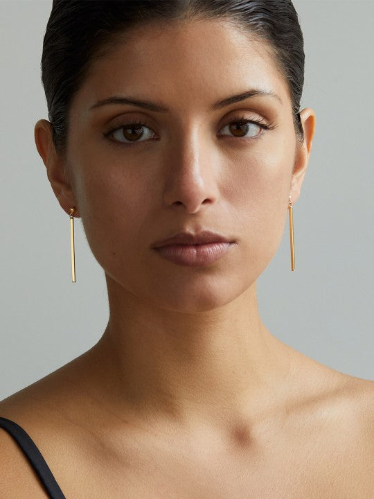 Gold Tone Bar Drop Earrings