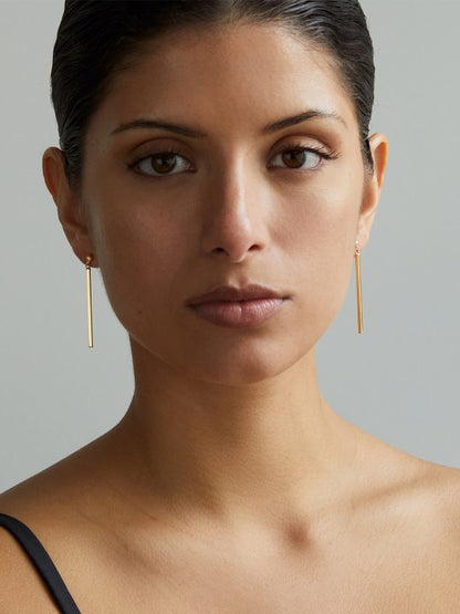 Gold Tone Bar Drop Earrings