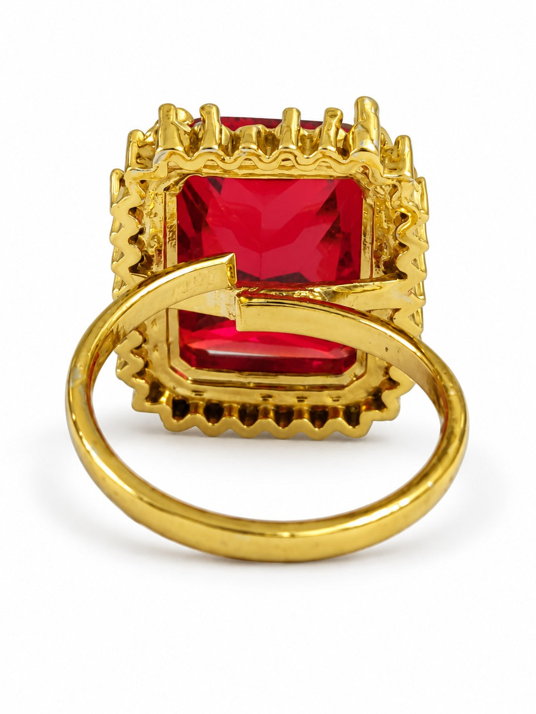 South Indian Gold Plated Red AD Finger Ring for Women