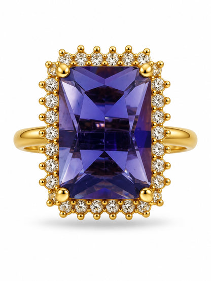 South Indian Gold Plated Purple AD Finger Ring for Women