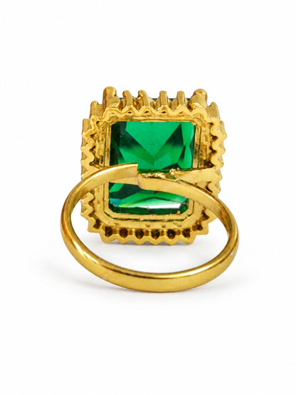South Indian Gold Plated Green AD Finger Ring for Women