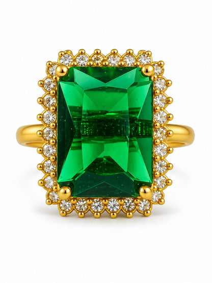 South Indian Gold Plated Green AD Finger Ring for Women