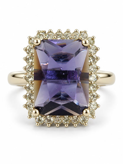 Silver Plated Purple AD Finger Ring for Women