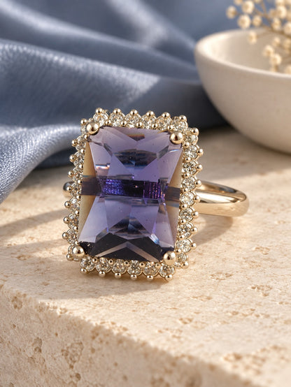 Silver Plated Purple AD Finger Ring for Women
