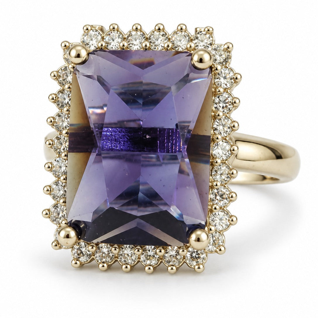Silver Plated Purple AD Finger Ring for Women