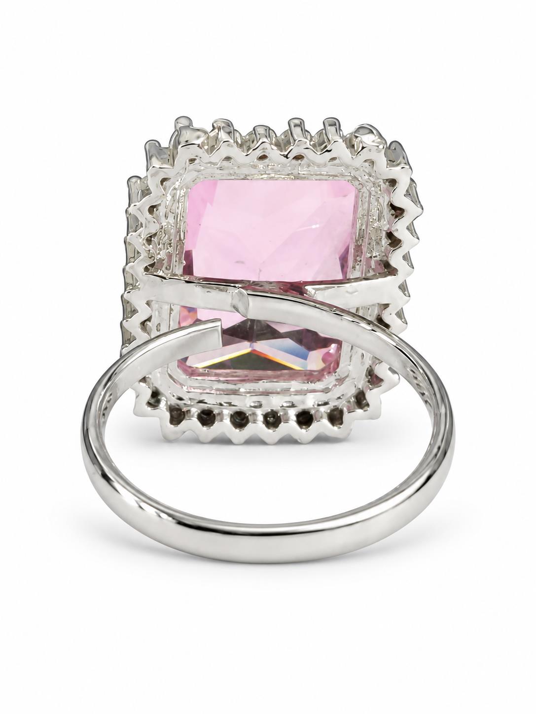 Silver Plated Pink AD Finger Ring for Women