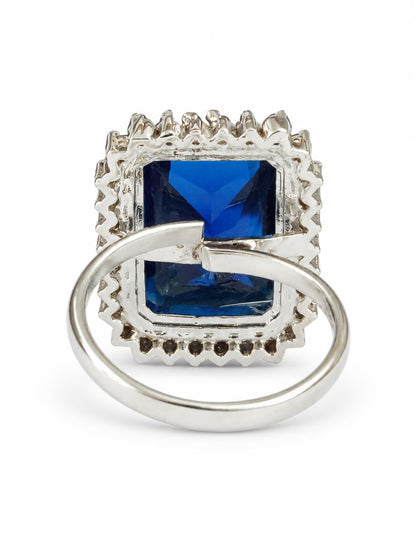 Silver Plated Blue AD Finger Ring for Women