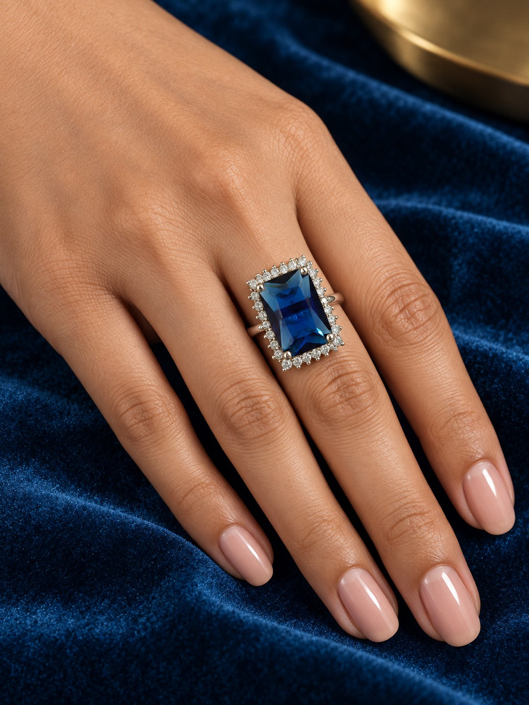 Silver Plated Blue AD Finger Ring for Women