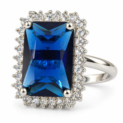 Silver Plated Blue AD Finger Ring for Women