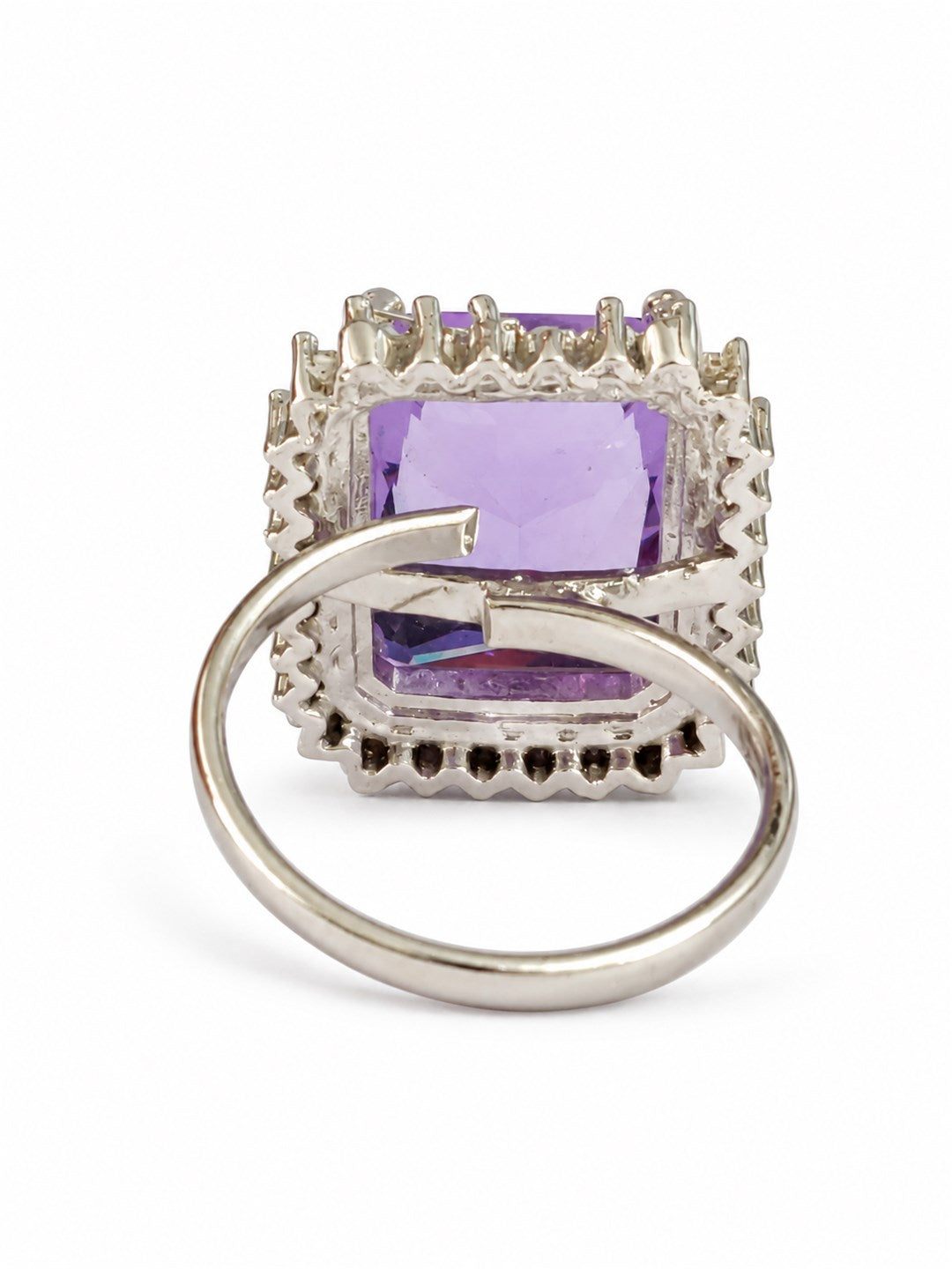 Silver Plated Lavender AD Finger Ring for Women