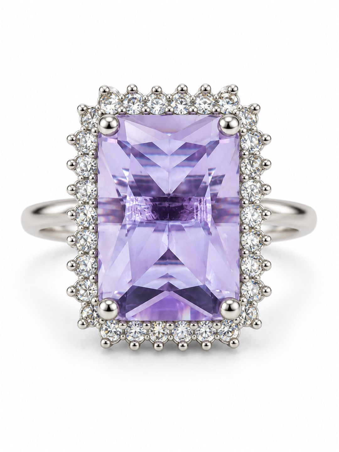 Silver Plated Lavender AD Finger Ring for Women